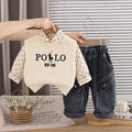 Letter Print Sweater Vest Shirt Pants Set Spring Autumn  Outfit