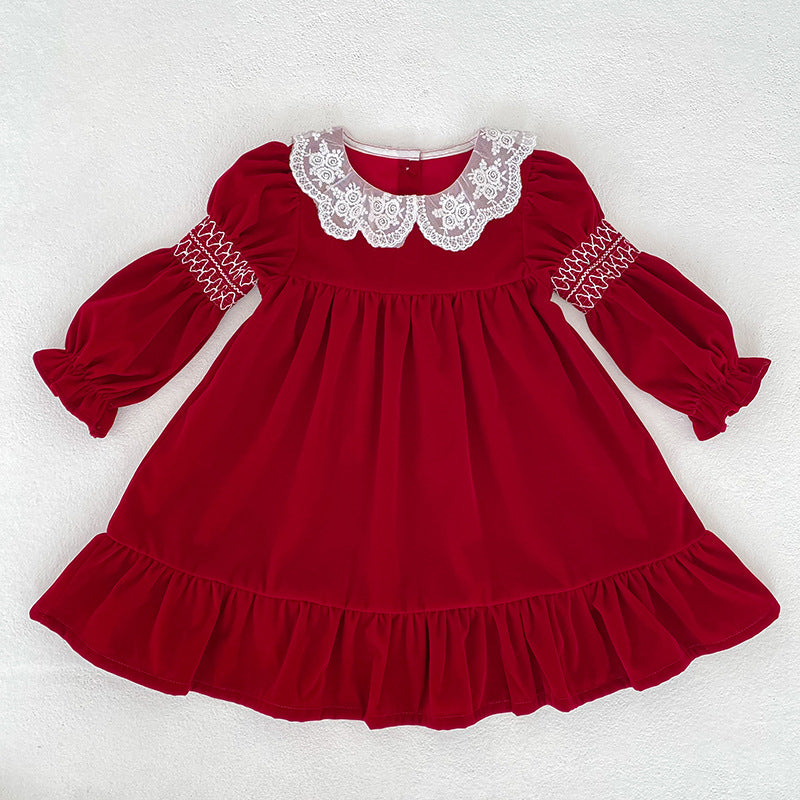 Christmas Red Ruffle Collar Dress