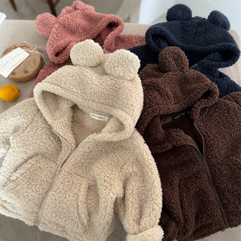 Children's solid color zipper sweater jacket