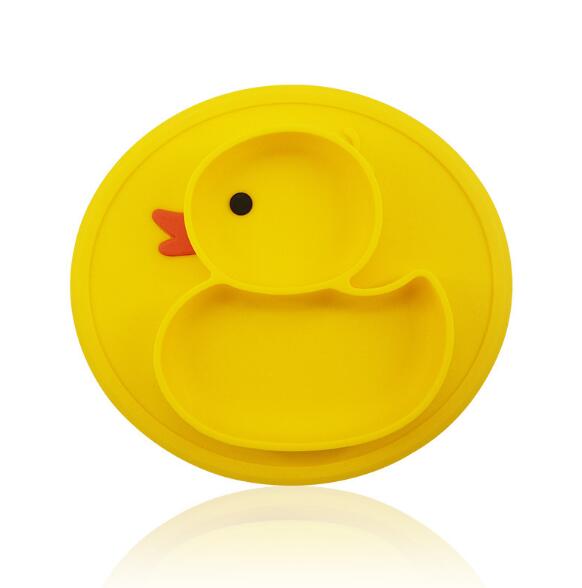 Cute Small Yellow Duck Silicone Happy Baby Kids Anti-drop Suction Table Food Tray Place mat Plate Bowl Mat