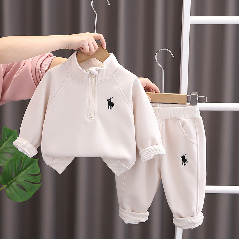 Toddler Boys Girls Letter  Horse Print Sweatshirt Two-Piece Set