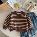 Round neck hoodie baby striped casual pullover