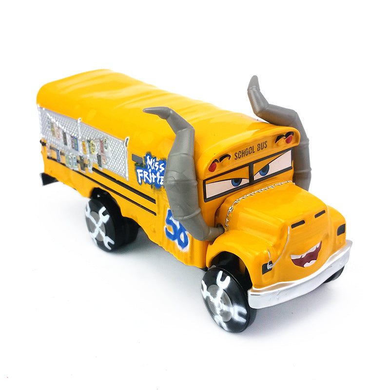 Cars 3 alloy toy car Bull Demon King School Bus Crazy Mais Yellow Horn