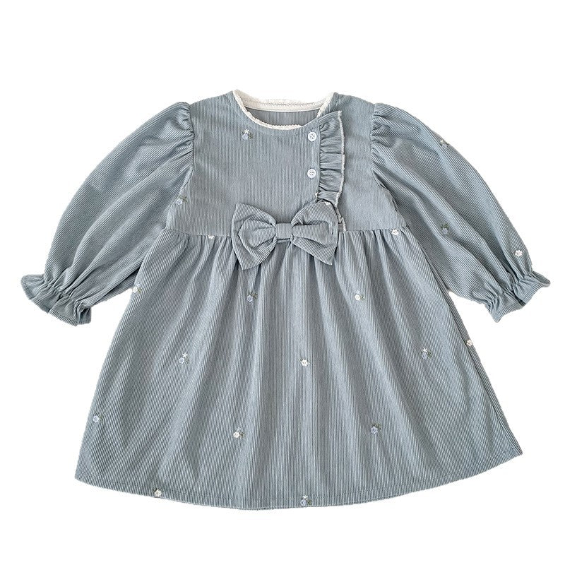 Long Sleeve Bowknot Girls Dress