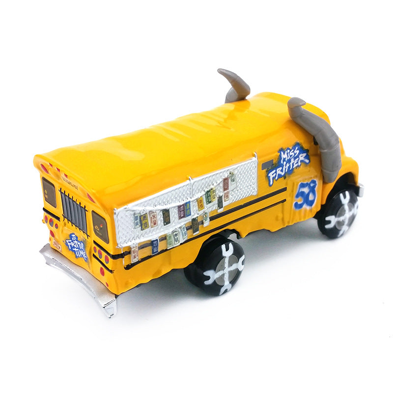 Cars 3 alloy toy car Bull Demon King School Bus Crazy Mais Yellow Horn