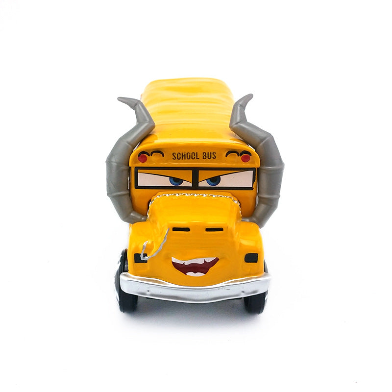 Cars 3 alloy toy car Bull Demon King School Bus Crazy Mais Yellow Horn