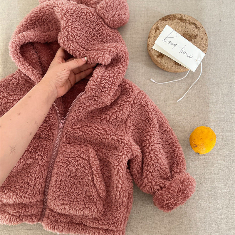 Children's solid color zipper sweater jacket