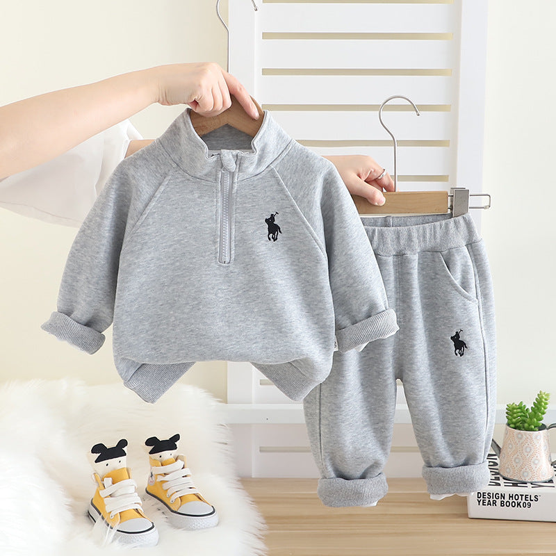 Toddler Boys Girls Letter  Horse Print Sweatshirt Two-Piece Set
