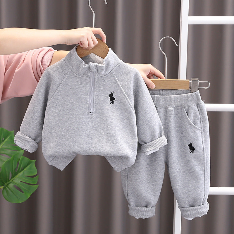 Toddler Boys Girls Letter  Horse Print Sweatshirt Two-Piece Set
