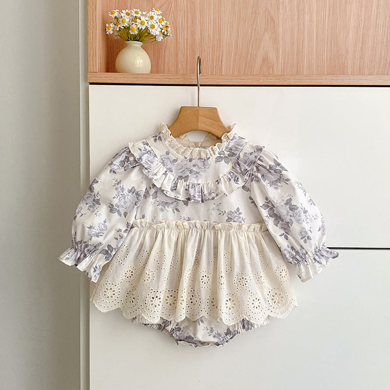 Floral Print Long Sleeve Princess Dress