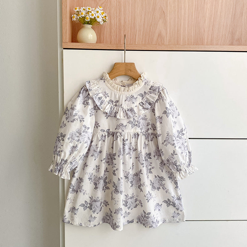 Floral Print Long Sleeve Princess Dress