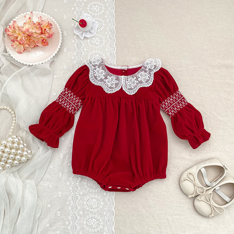 Christmas Red Ruffle Collar Dress