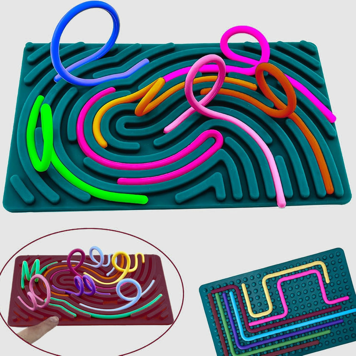 Silicone Rainbow Sensory Activity Board for Children's Intellectual Development and Stress Relief