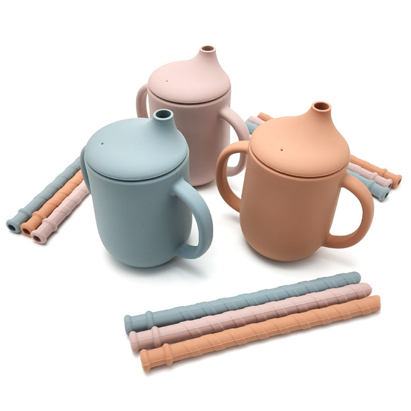 Silicone Baby Learning Drink Cup With Straw