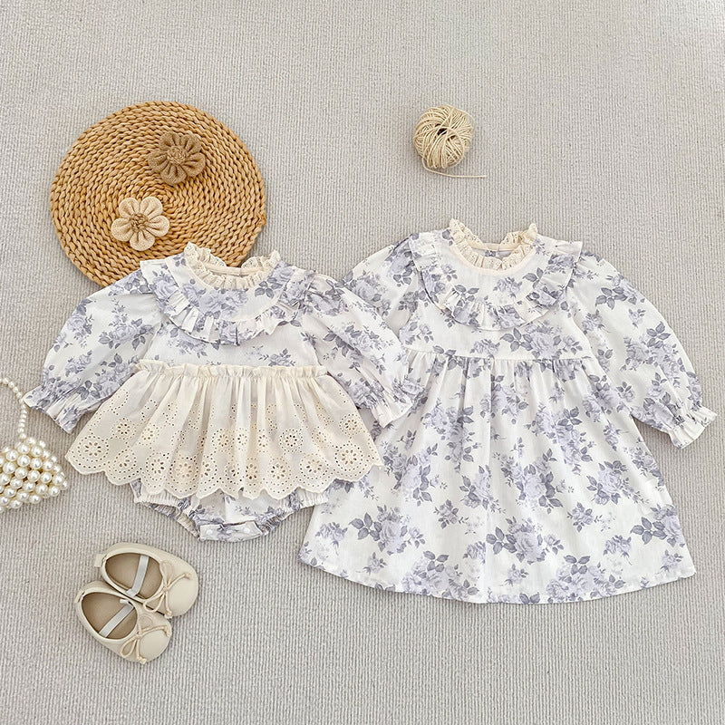 Floral Print Long Sleeve Princess Dress
