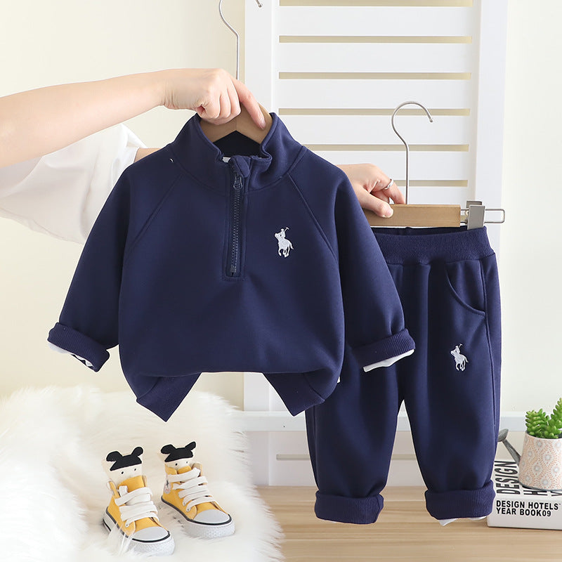 Toddler Boys Girls Letter  Horse Print Sweatshirt Two-Piece Set