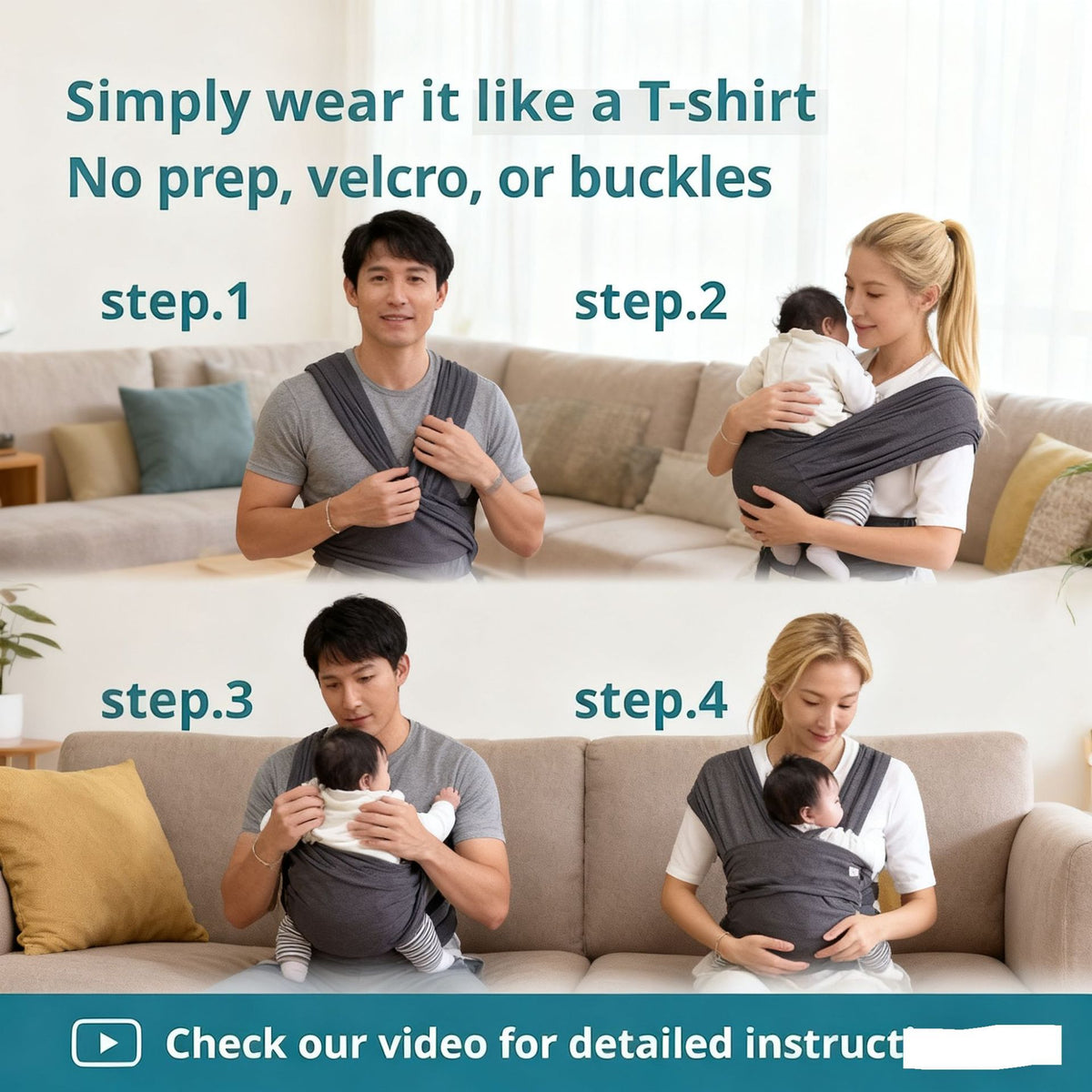 Baby Carrier Front-Facing Baby Wrap for Newborns