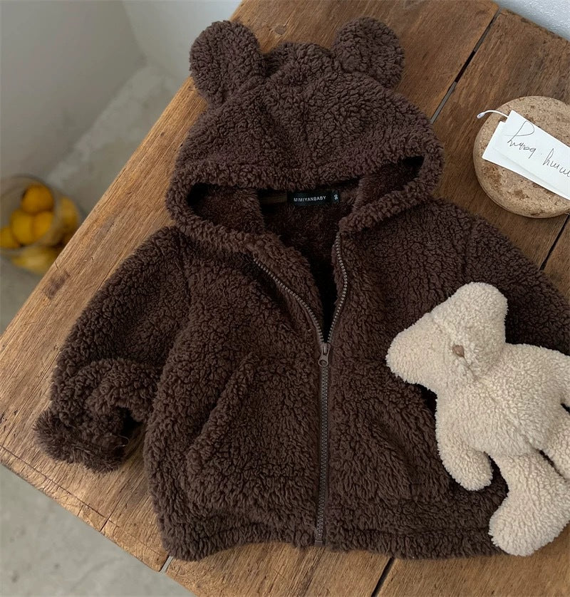 Children's solid color zipper sweater jacket