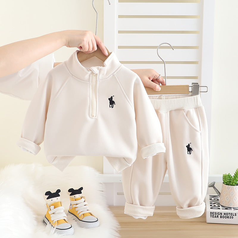 Toddler Boys Girls Letter  Horse Print Sweatshirt Two-Piece Set