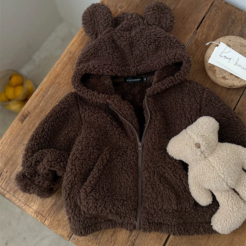 Children's solid color zipper sweater jacket