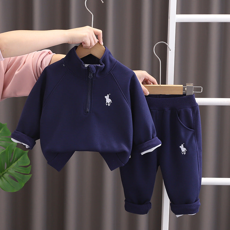 Toddler Boys Girls Letter  Horse Print Sweatshirt Two-Piece Set