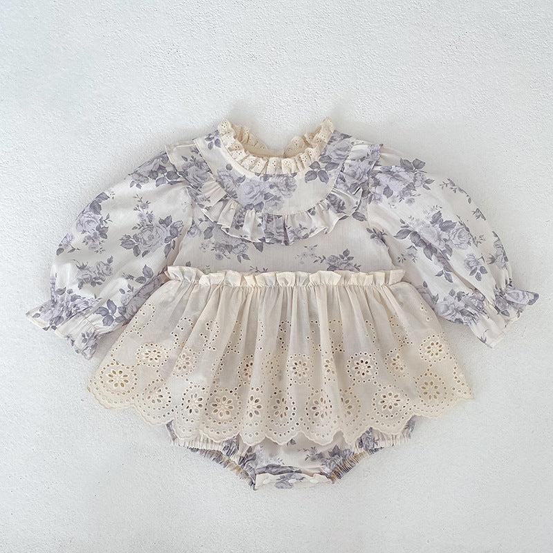 Floral Print Long Sleeve Princess Dress