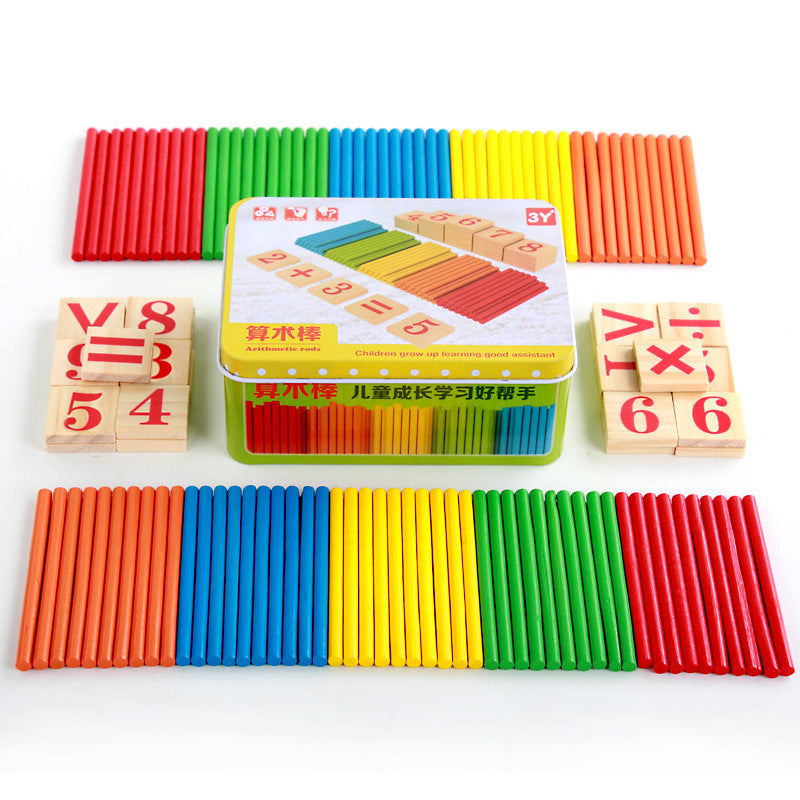 Number Sticks for Children, Arithmetic Sticks, Counting Sticks, Baby Math Teaching Aids, Magnetic Alarm Clock Boxed Educational Toys