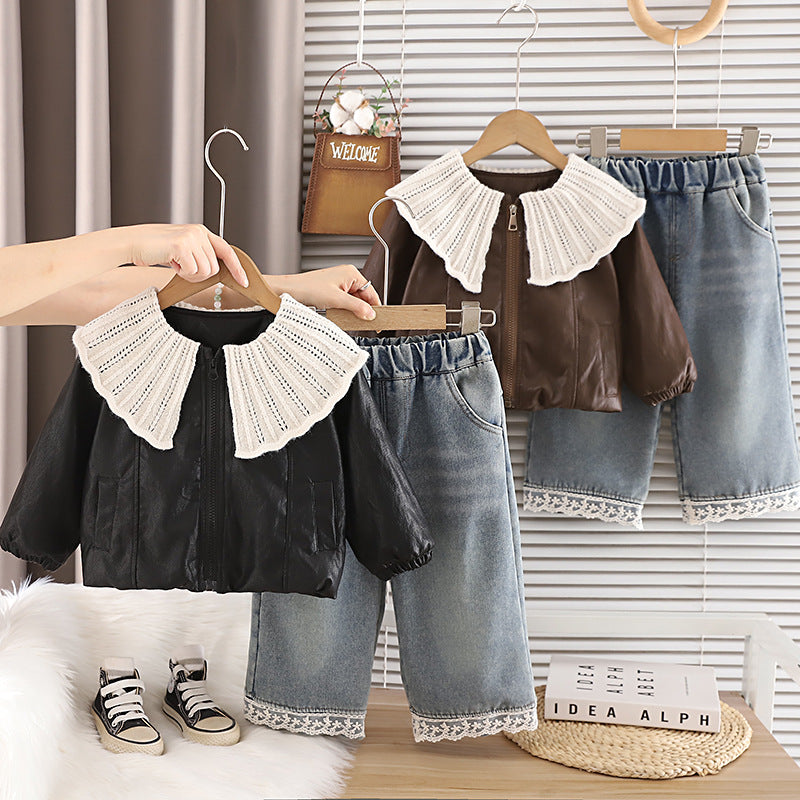 Three-Piece Set with Large Lapel
