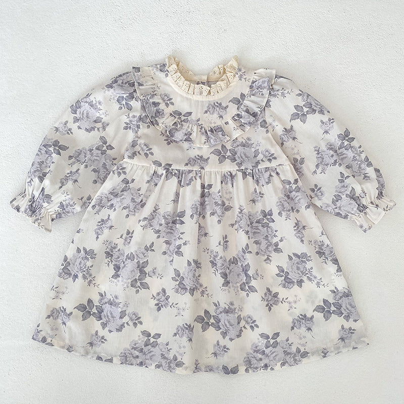 Floral Print Long Sleeve Princess Dress