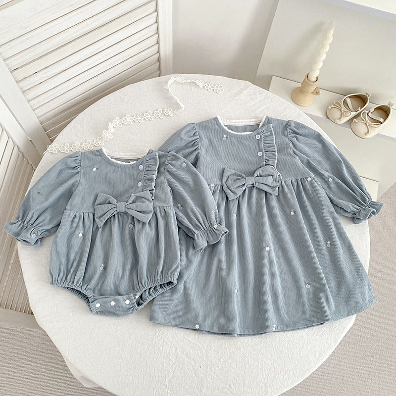 Long Sleeve Bowknot Girls Dress