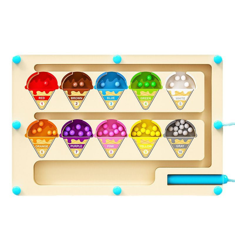 Children's magnetic maze walking ball toy early education for ages 3 to 6 focusing on using pens wooden ball puzzle toy