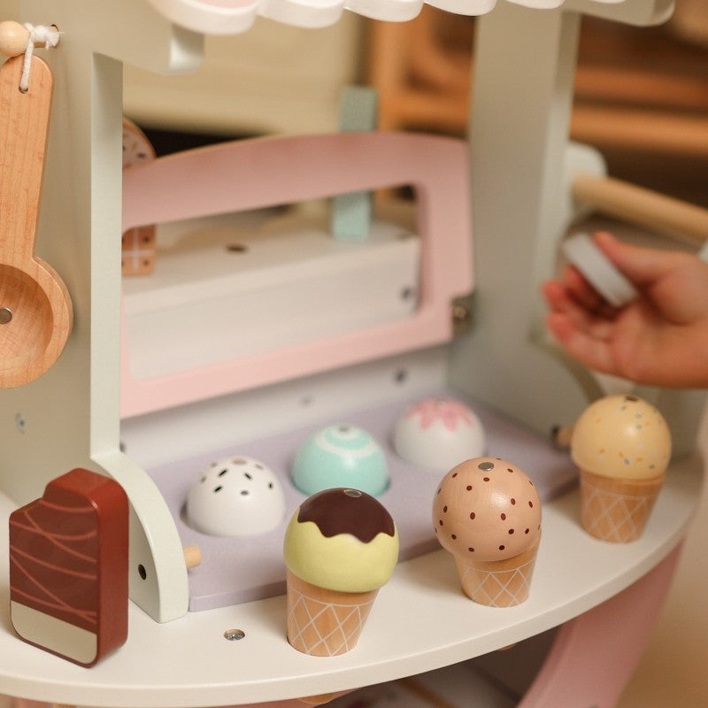 Wooden Ice Cream Shop With Cart