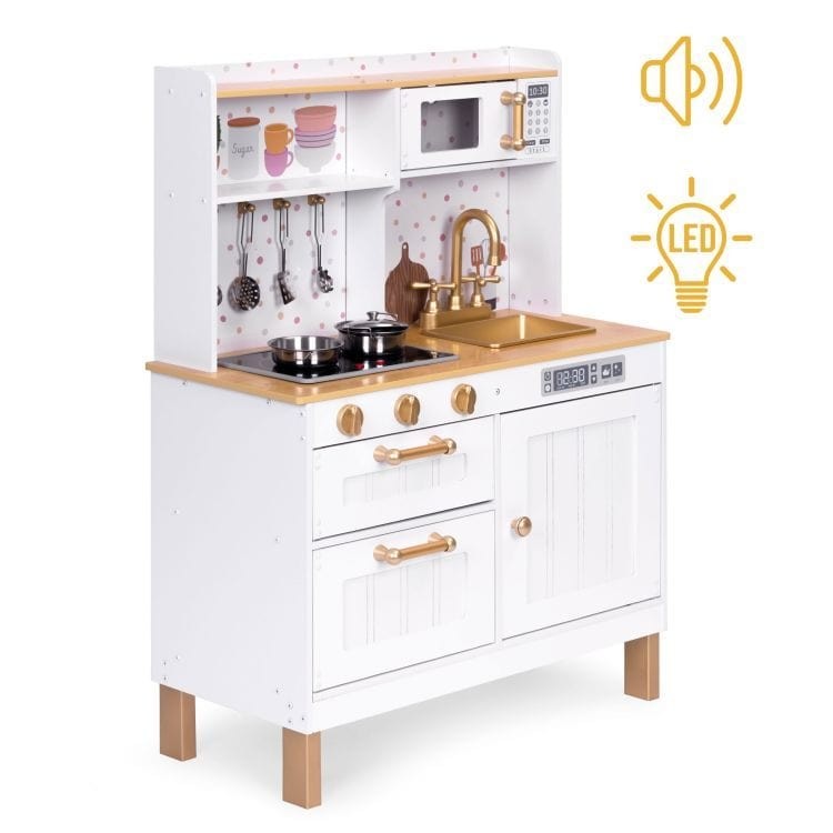 Large Wooden Play Kitchen with Sounds and LED