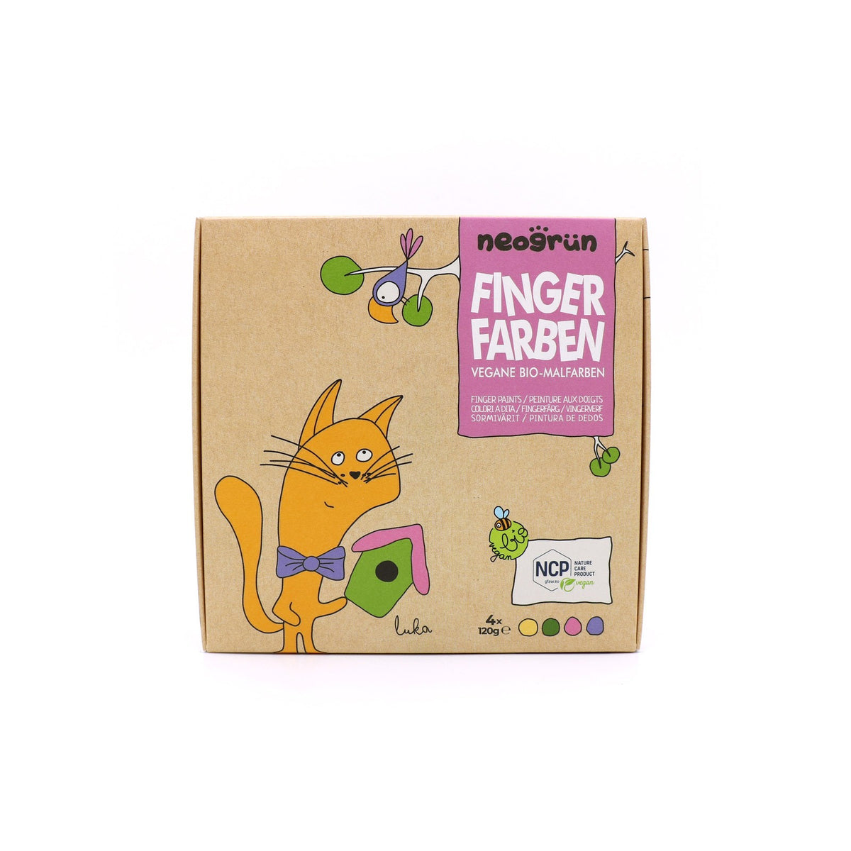 Neogrün Organic Finger Paint Set 4x120g – Yellow, Green, Pink, Violet