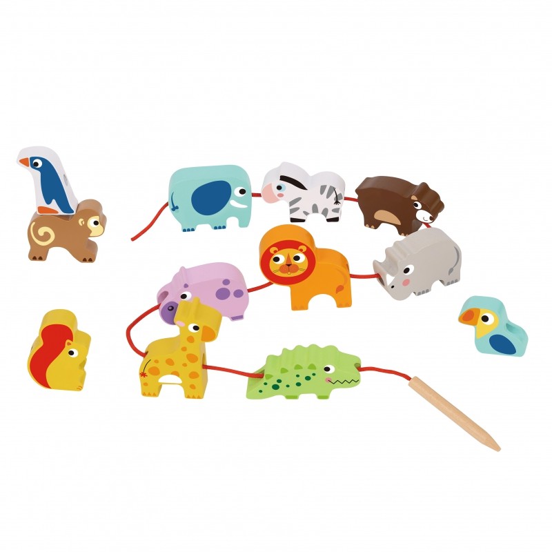 Safari Animal Shaped Wooden Threading Blocks