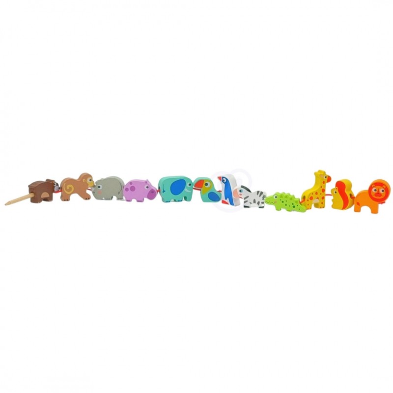 Safari Animal Shaped Wooden Threading Blocks